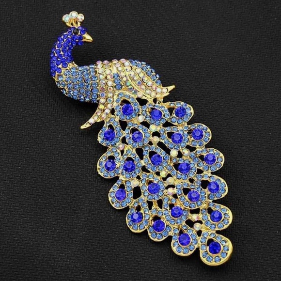 Vintage Rhinestone Peacock Brooch - Picture 2 of 3